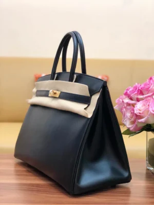 Birkin box black with gold buckle - 图片 2
