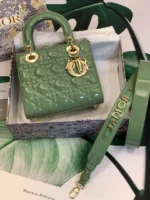 ABCDior Calf Patent Leather Rattan Check Handbag Size:20 x 16.5 x 8cm