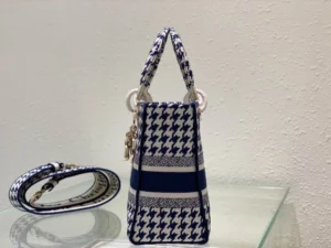 Five compartment embroidered blue bird check bag Size:24cm - 图片 3