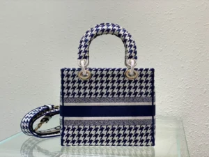 Five compartment embroidered blue bird check bag Size:24cm - 图片 5