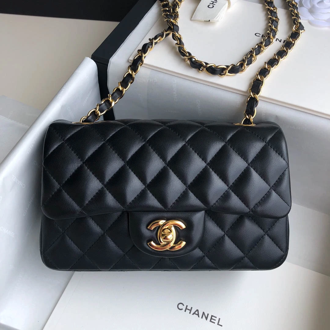 Black Lambskin Gold Buckle