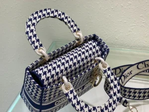 Five compartment embroidered blue bird check bag Size:24cm - 图片 9