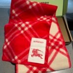 Check Wool Scarf Crayon red - 图片 5
