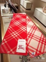 Check Wool Scarf Crayon red - 图片 7