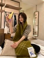 Check Wool Scarf green - 图片 12