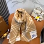 Check Wool Scarf Sand beige - 图片 5