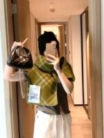 Check Wool Scarf green - 图片 6