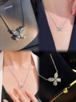 Double Butterfly Silhouette Diamond Pendant - 图片 13