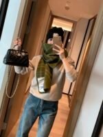 Check Wool Scarf green - 图片 16