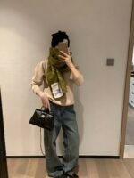 Check Wool Scarf green - 图片 18