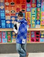 Check Wool Scarf Knight - 图片 2